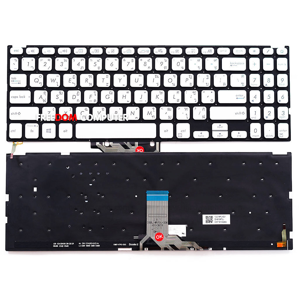 คีย์บอร์ด ASUS M509B M509D X509F X509J ไทย อังกฤษ สีเทา (มีไฟ Backlight) KEYBOARD