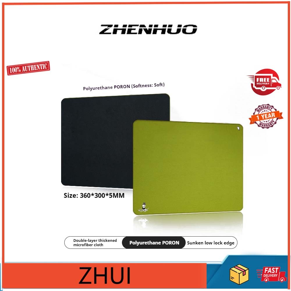 Zhenhuo Esports zhui แผ่นรองเมาส์เกม, เส้นใยผสมทอผ้า, ขอบล็อคต่ําจม, ก้นยางกันลื่น, สีทึบ Fine Face S