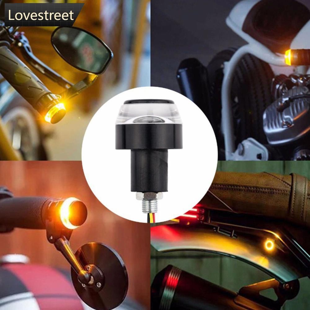 LOV 1 ชิ้นรถจักรยานยนต์ไฟเลี้ยวไฟ LED Blinker Handle Bar End Handlebar สีขาวสีเหลือง J7X7