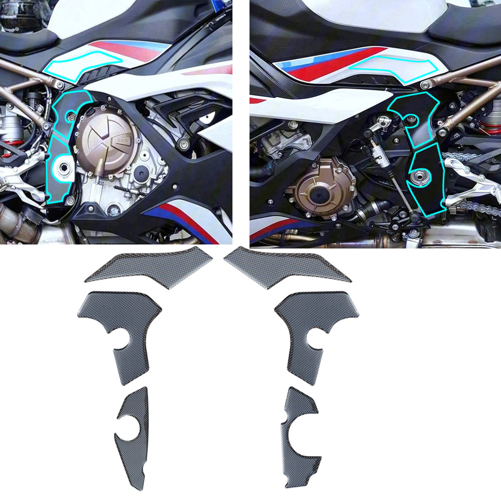 S1000RR คาร์บอนไฟเบอร์ด้านข้าง Decals ถัง Pad รถจักรยานยนต์สติกเกอร์ตกแต่งสําหรับ BMW S1000RR S 1000