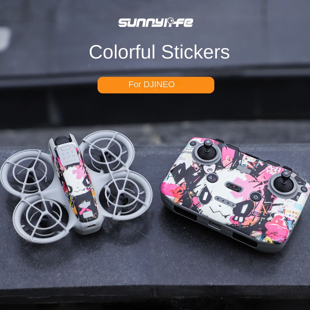 Sunnylife เหมาะสําหรับ DJI NEO สติกเกอร์ PVC Body รีโมทคอนโทรลที่มีสีสัน Scratch-proof ฟิล์มป้องกันอุปกรณ์เสริม