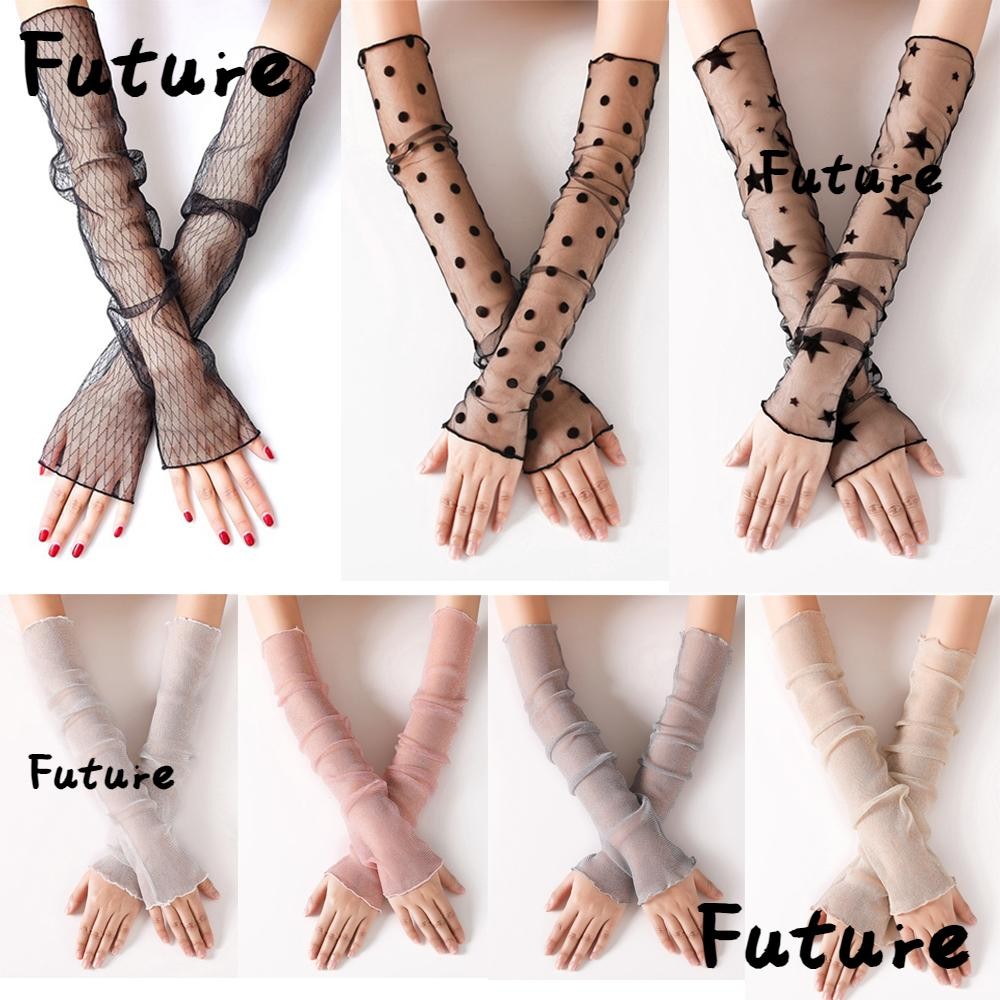 Future แขนป ้ องกันแสงแดดผู ้ หญิง UV Arm Warmers ถุงมือขับรถระบายอากาศ