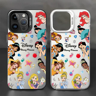 สีดำหรูหราซิลิโคนแข็งกรณีโทรศัพท์ เจ้าหญิงแบบเต็มหน้าจอ for IPhone 13 12 7Plus 14 15 11 Pro MAX 7 8 Plus X XR XS Max