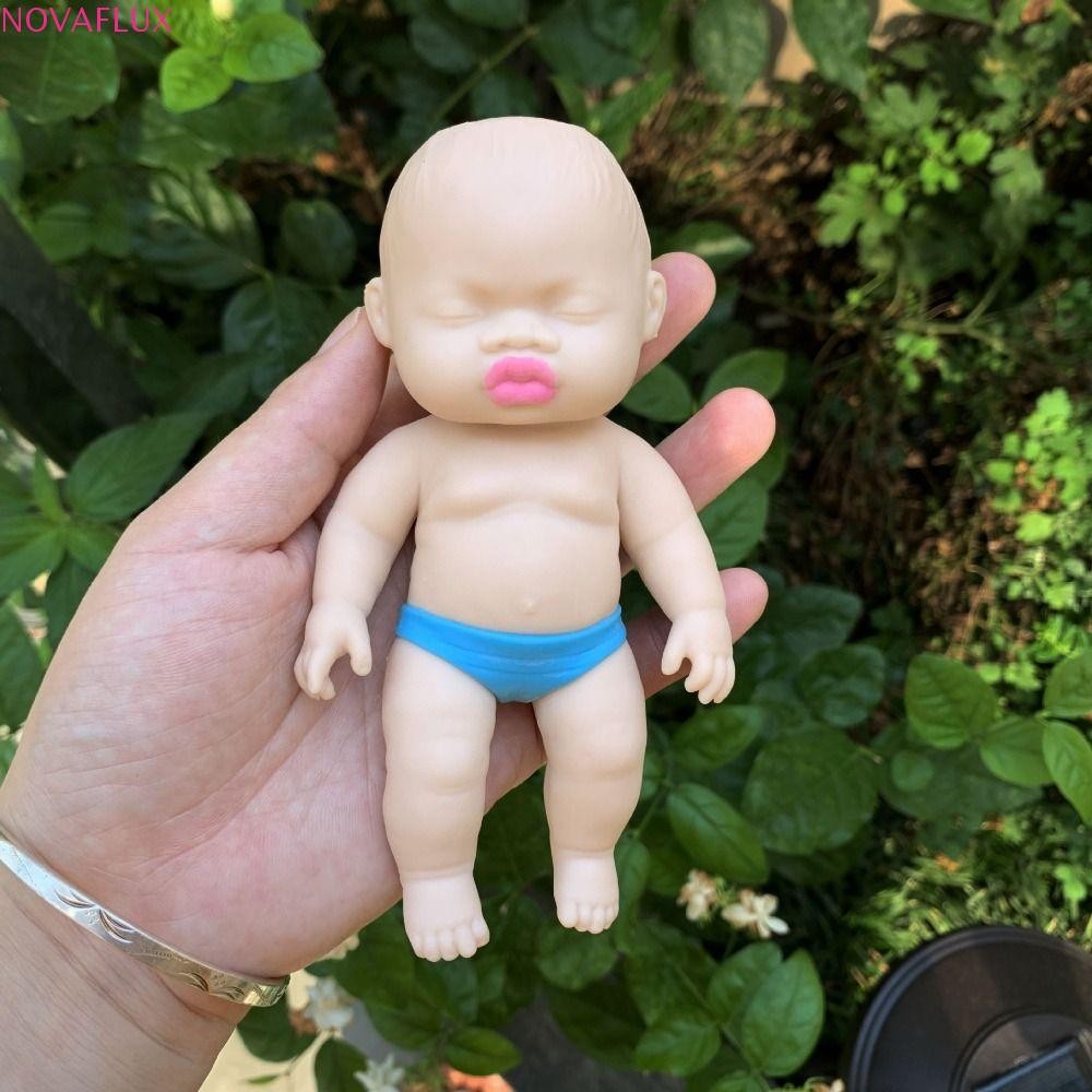 Novaflux ตุ๊กตาปาล์ม,จําลองเด็กปาล์ม Reborn ตุ๊กตาบีบตุ๊กตาของเล่น,Reborn Baby Complexion 13 ซม.Sili