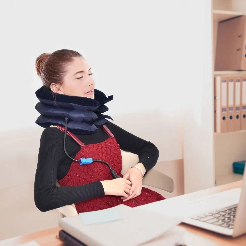 Wellnessspot Inflatable Air Neck Stretcher, อุปกรณ์ดึงคอป้องกันสบาย, ป้องกันปากมดลูกไปข้างหน้า Lening Semi-Plush Soft Neck Cervical Collar หมอน - รูปที่ 5