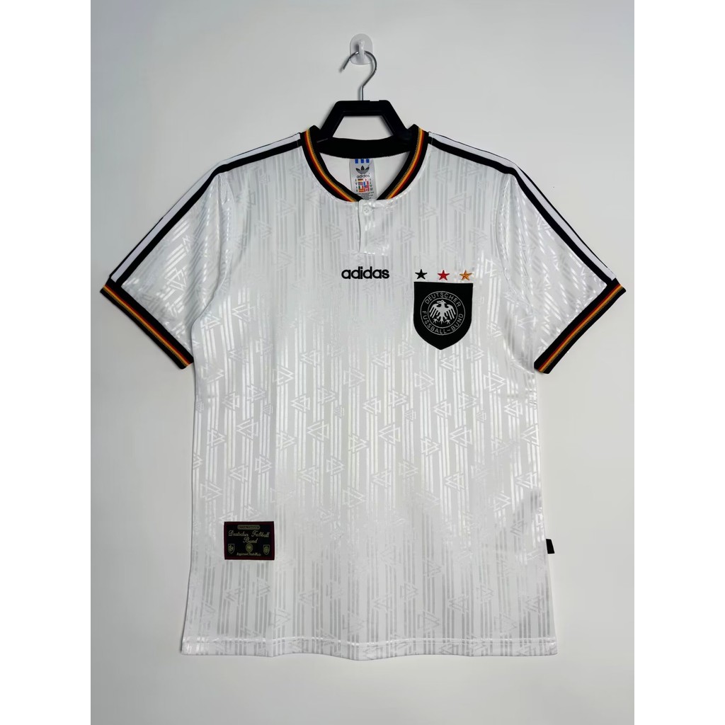 1996 บ้านเยอรมันย้อนยุคฟุตบอลกีฬาด้านบนเสื้อยืดแขนสั้น
