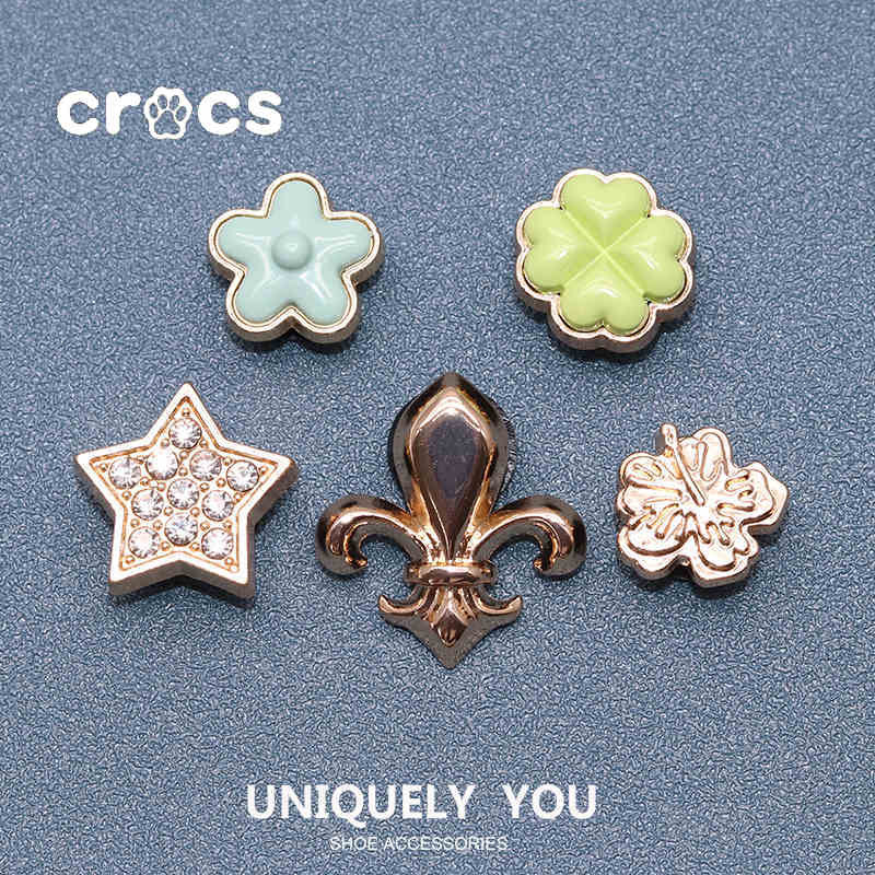 Crocs jibbitz Metal Bear Shoe Buckle Pearl Bear Chain Shoe Buckle charm Crocs Bronze Metal Hole Shoe Accessories