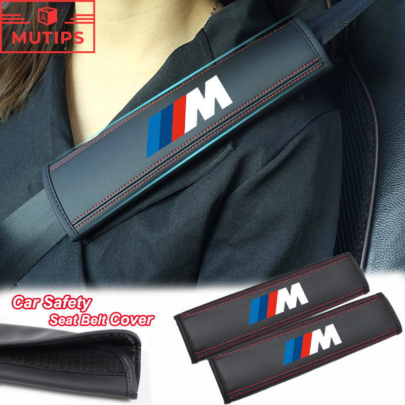 2 ชิ้น/เซ็ต BMW M รภัยรถยามไหล่ ปลอกหุ้มเข็มขัดนิรภัย เครื่องหนังสายคล้องไหล่ แผ่นรองไหล่ G20 F10 E46 F30 E39 G30 E60 E90 X1 E84 645ci E63 E36 E30 X3 F25 X3 G01 X1 F48 F32 F34 E92 G22 F44 IX3 I4 IX