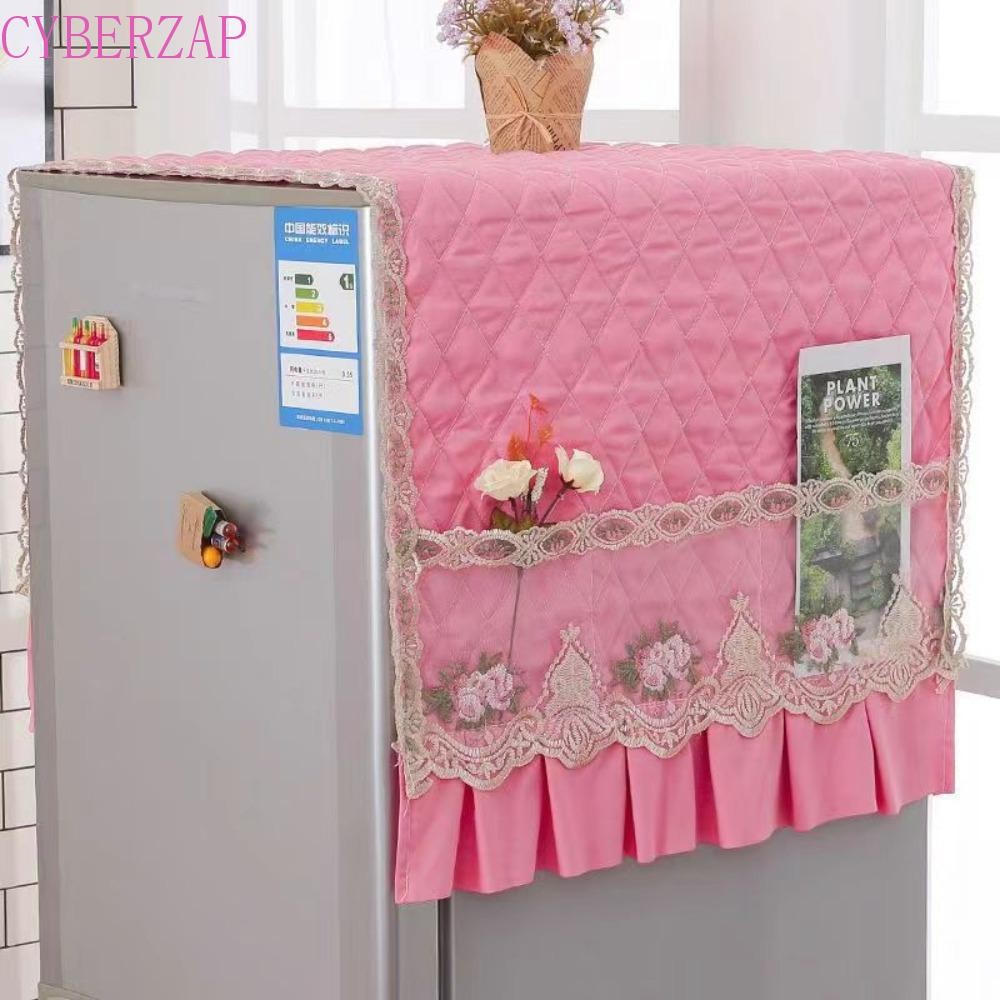 Cyberzap ผ้าคลุมกันฝุ่นตู้เย็น กระเป๋าลูกไม้ ซักแฟชั่น|ผ้าคลุม ตกแต่งตู้ ผ้าฝ้ายโพลีเอสเตอร์ 55*140 ซม. เตาอบไมโครเวฟแบบนุ่ม ป้องกันฝุ่น ห้องนั่งเล่น
