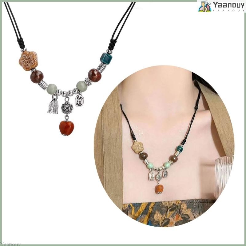 Yaa Bohemian สไตล์ชาติพันธุ์สร้อยคอ Handmade เซรามิคลูกปัด Waterdrop จี้ Choker ขนาดสร้อยคอ Bohemian