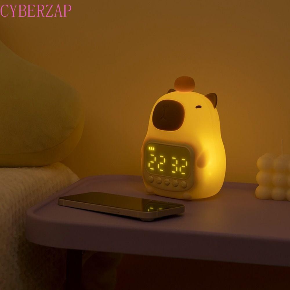 Cyberzap Capybara Night Light, ชาร์จ USB ชาร์จ Capybara นาฬิกาปลุก, น่ารัก Capybara รูปร่าง LED ABS ข้างเตียง LED นาฬิกาห้องนั่งเล่น