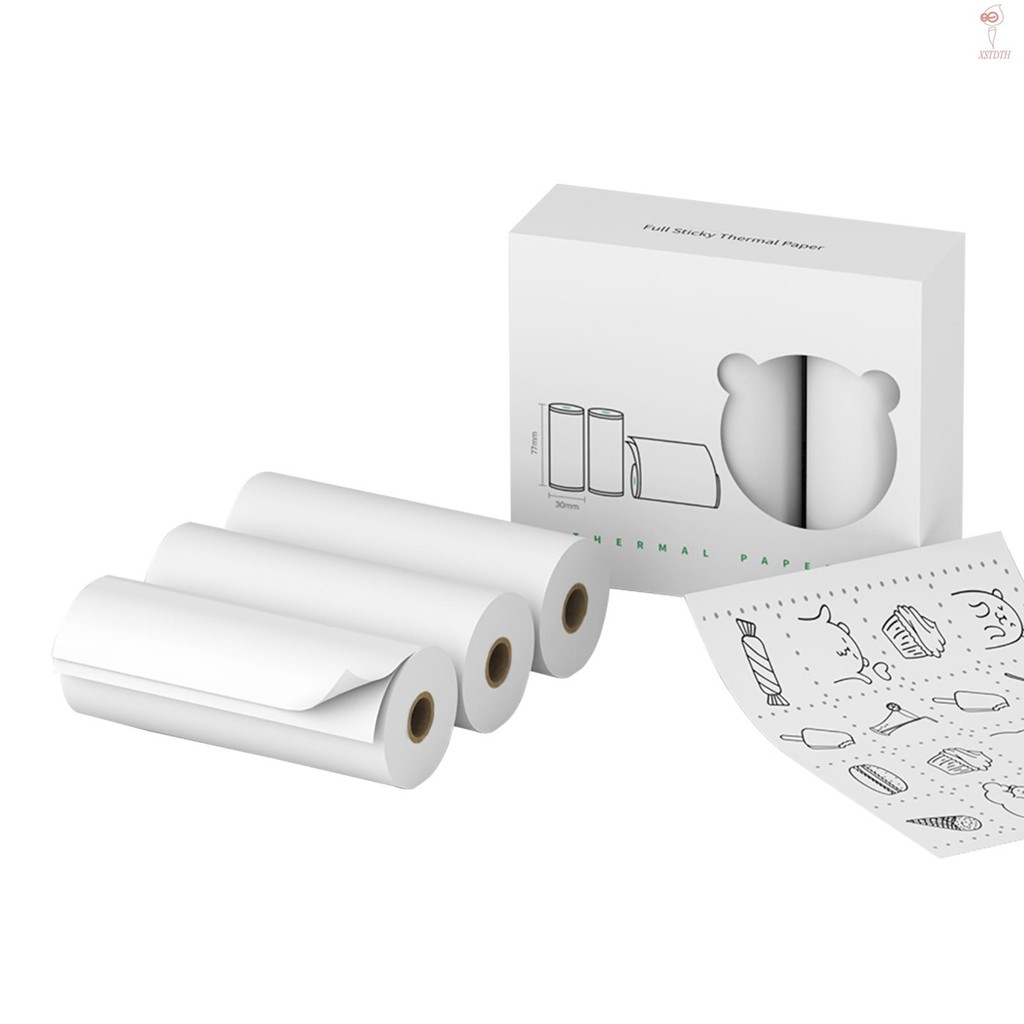 Peripage 77 x 30 มม.Self-Adhesive กระดาษความร้อนสติกเกอร์ BPA-Free พิมพ์กระดาษเหนียวม้วนกันน้ํา Oil-proof แรงเสียดทานสําหรับ PeriPage A9/A9s/A9 Pro/A9 Max/A9s Max Mini Pocke
