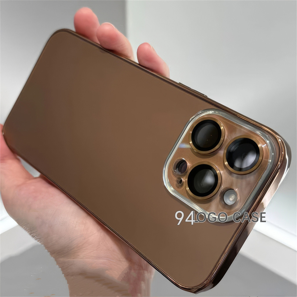 Desert gold Laser Lens Frosted Phone case iphone16 Pro Max 15 14 13 12 11 casing for iPhone case full coverage and shockproof TPU