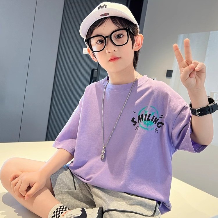 （พร้อมส่งจากกทม มาถึงใน 2วัน）เสื้อยืดเด็กผ้าฝ้ายแท้พิมพ์ลายการ์ตูนสุดน่ารักแขนสั้นทรงหล่อสำหรับเด็กและหนุ่มๆ 90-150