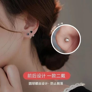เจาะหู ส925 เงินสี่ใบโคลเวอร์ต่างหูหญิงสกรูหัวเข็มขัดต่างหูป้องกันการสูญหายหูกระดูกกระดุม