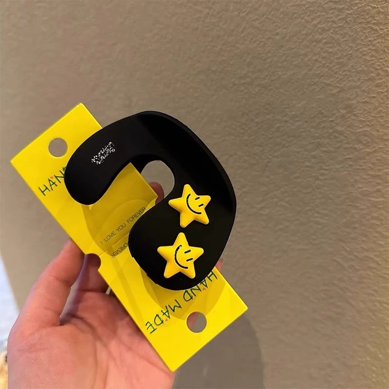 Matte Yellow Star อะคริลิค Hairpin หางม้าคลิปผม Big Grips Hairpin Headwear อุปกรณ์เสริม