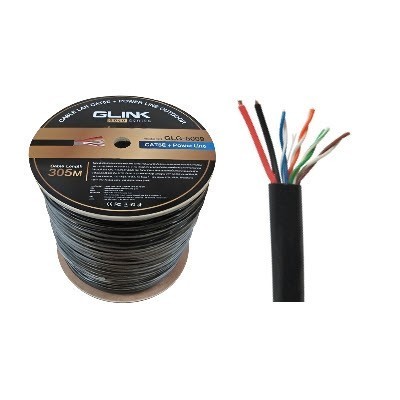 GLINK GLG5009N OUTDOOR CABLE + POWER สายแลนภายนอกพร้อมไฟ CAT5E GOLD SERIES ความยาว 305เมตร (ไม่เข้าห