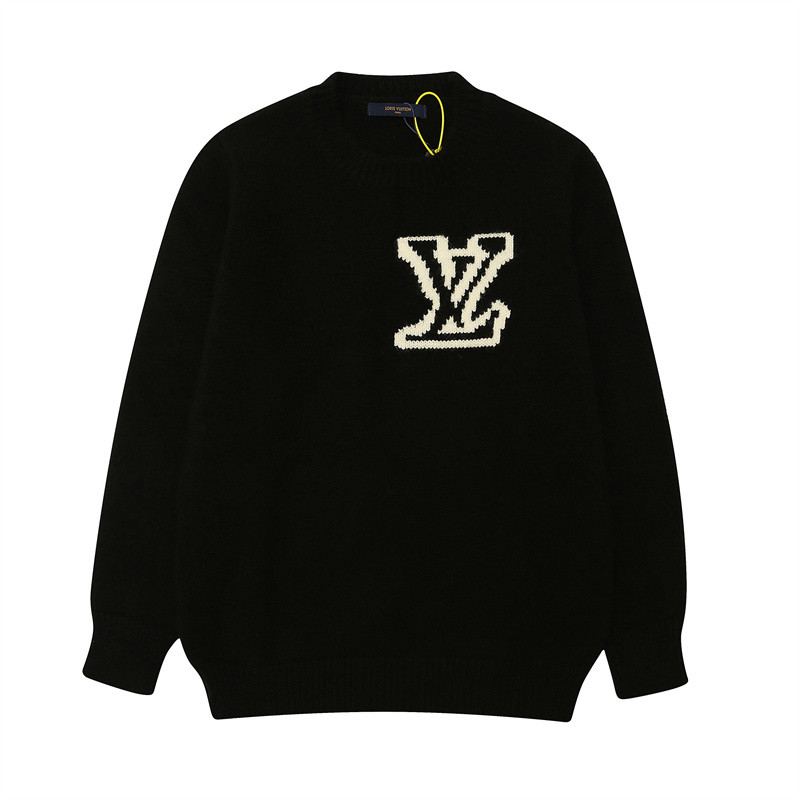 แฟชั่น 1OUS1V ผู้ชายและผู้หญิงเสื้อกันหนาว Cut-out ตัวอักษร Jacquard แขนยาวรอบคอเสื้อลําลองเสื้อสวมหัว