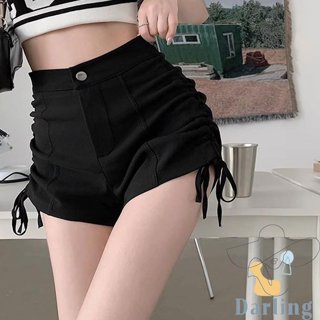กางเกงขาสั้นทรงสูทเอวสูง สำหรับฤดูร้อน ดีไซน์สวย