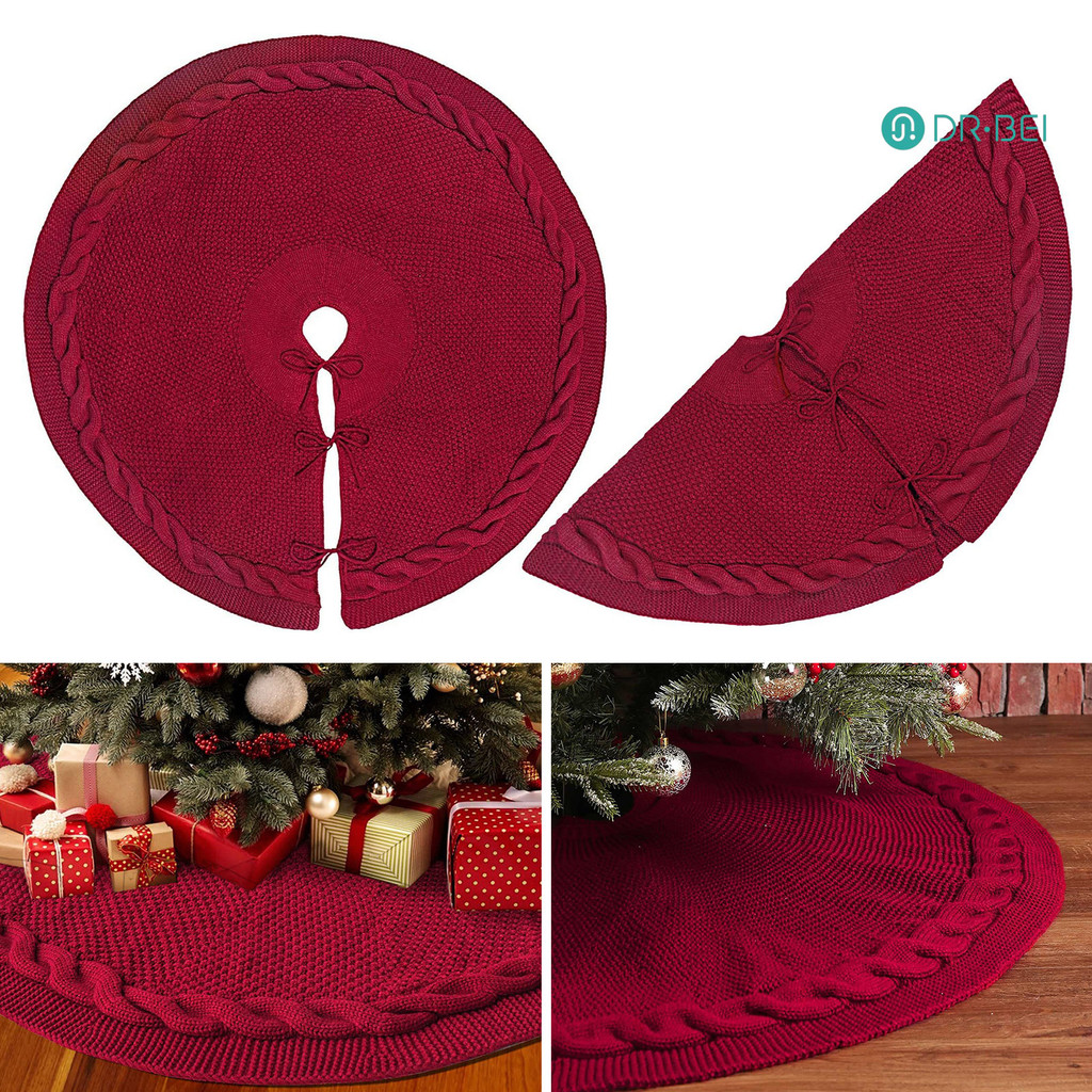 Dr.bei Flagship Store ถักกระโปรงต้นคริสต์มาสเชือกถักถักตกแต่งต้นคริสต์มาสสําหรับ Holiday Farmhouse Home Party Decor