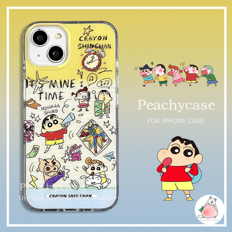กราฟฟิตีเครยอนชินจังลูกสุนัขเคสโทรศัพท์เข้ากันได้สําหรับiphone 16 15 14 13 12 Pro Max 15promax iPhone16 IMDป้องกันรอยขีดข่วนปกหลังปลอก