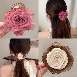 ใหม่ Camellia Flower Grip Clip for Womens LuxuryNew Disc กิ๊บติดผมด้านหลัง Headpiece