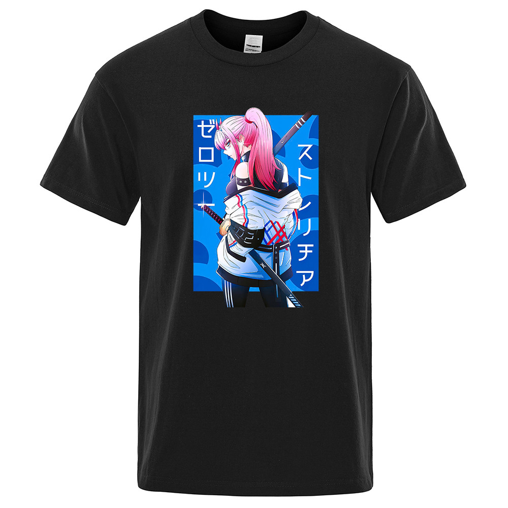 Zero Two Anjali Dibbert อะนิเมะ เสื้อยืดผ้าฝ้ายสำหรับท่านชายและหญิง แบบครีวเนค สไตล์ลำลอง