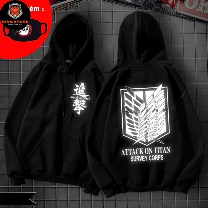 เสื้อฮู้ด Attack on Titan ใหม่ เสื้อแจ็คเก็ต AOT สะท้อนแสงสุดทําจากผ้าสักหลาดผ้าฝ้ายสวยงาม