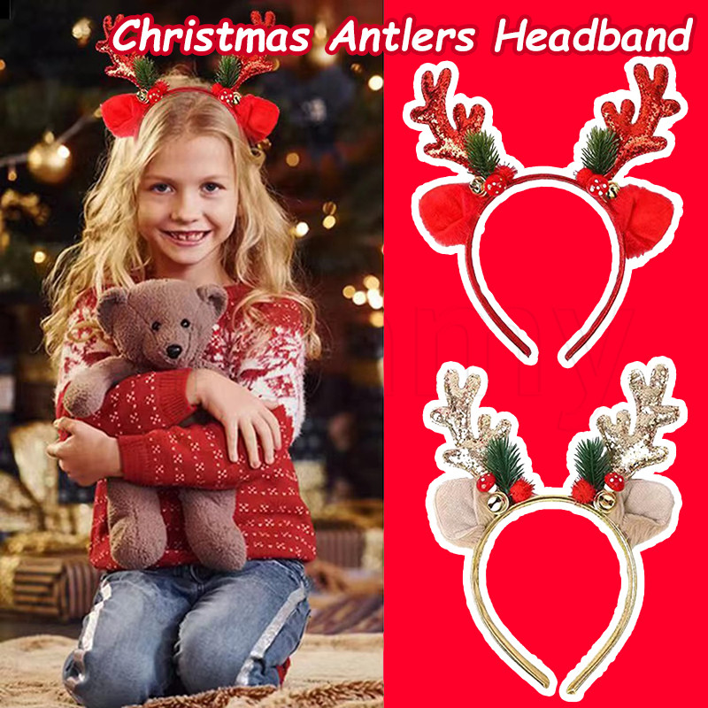 1/2/4 ชิ้นคริสต์มาส Sequined Antlers Bells Hairband - ปีใหม่ Elk Headdress - น่ารัก Xmas Headwear - Party ตกแต่ง Headhoops - เทศกาลแถบคาดศีรษะตกแต่ง - ทองสีแดงอุปกรณ์เสริมผม