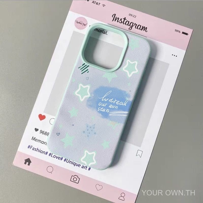 Fantasy Blue Star Creative รุ่น Q เคสโทรศัพท์หนังใหม่สไตล์มินิมอลสำหรับ iPhone 11/12/13/14/15 PRO MAX 7plus 8PLUS 11pro 13pro x XR XS MAX 7 8