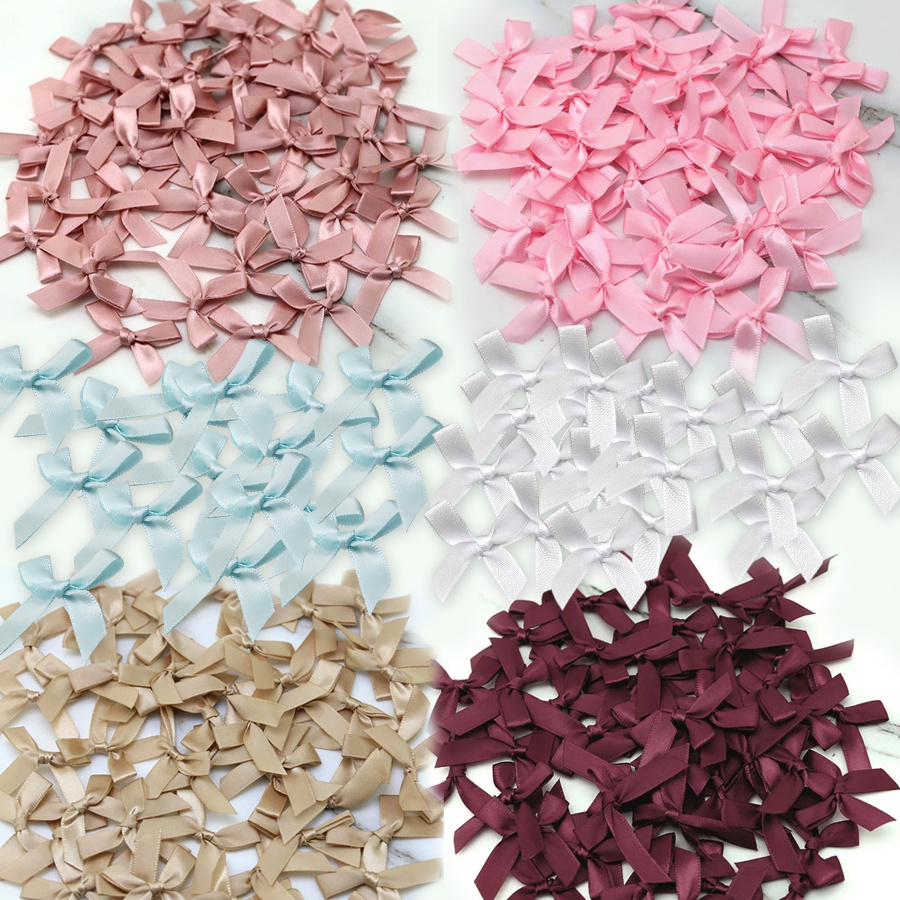 50/200 ชิ้นซาติน Bows สําหรับรักษากระเป๋าถุงขนมเบเกอรี่กระเป๋า, Pre-Tied ริบบิ้น Bows ของขวัญโบว์สําหรับห่อของขวัญบรรจุภัณฑ์, งานแต่งงาน, Baptism, บนโต๊ะอาหารตกแต่งตกแต่งคริสต์มาส