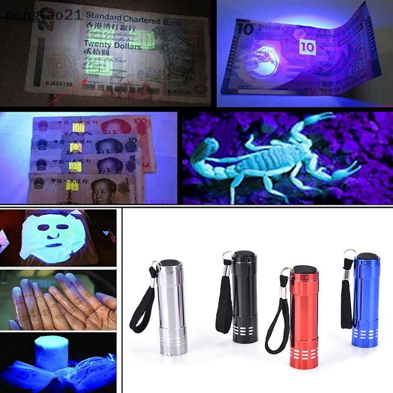 ใหม่ Mini UV Ultra Violet 9 ไฟฉาย LED Blacklight Light การตรวจสอบโคมไฟไฟฉาย COD