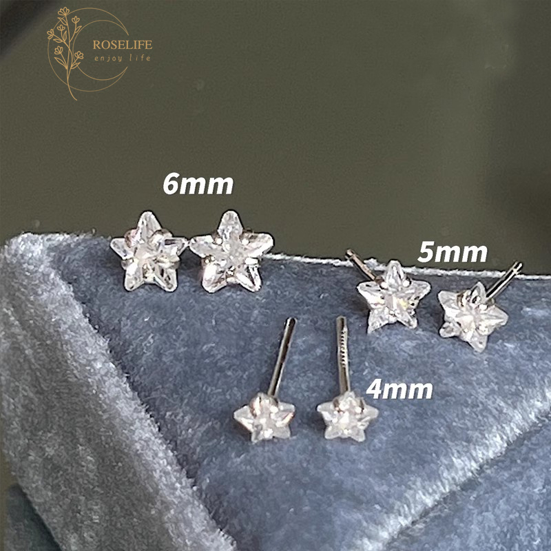 Roselife 6 ชิ้นเงิน 3D Sparkling Zircon Star Stud ต่างหูชุดสําหรับหญิงสาวที่ละเอียดอ่อนเรขาคณิตต่างหูอินเทรนด์หูเครื่องประดับอุปกรณ์เสริม – โปรปัง