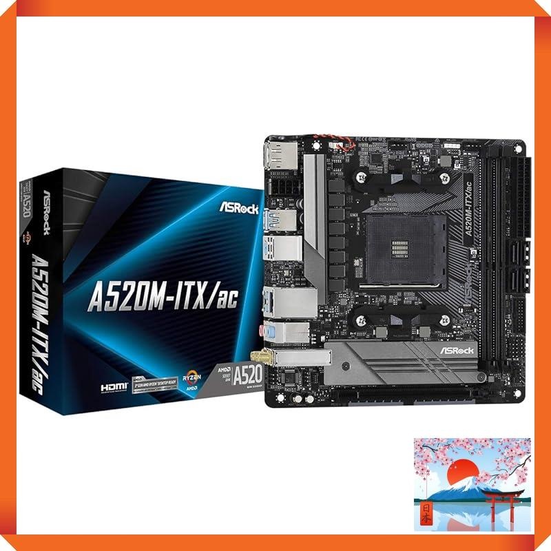 ASRock A520 M-ITX/ac motherboard compatible with AMD Ryzen 3000/4000 series (Socket AM4) Mini-ITX A5