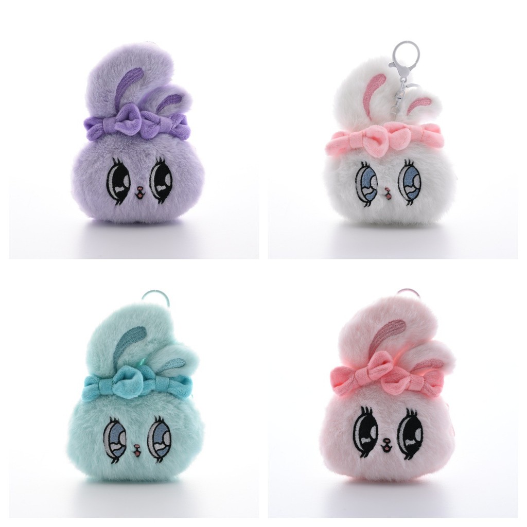 น่ารักตาโตหวานกระต่ายน้อยตุ๊กตาของเล่นพวงกุญแจตุ๊กตาเน็ตสีแดงกระต่ายน้อยศูนย์กระเป๋าหูฟัง
