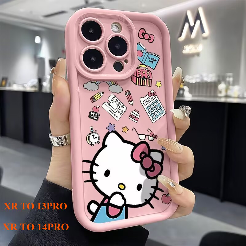 ฝาครอบป้องกันสไตล์ย้อนยุคสําหรับ diy XR ถึง 14pro 13Pro เคสโทรศัพท์ XR แปลงเป็น 13 pro ครอบคลุมหนา