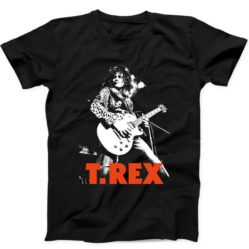 T.Rex Rock Band Marc Bolan Music Trex Best Seller Gift Tee Black T Shirt 54 สวยๆ หนาๆ ชีฟอง