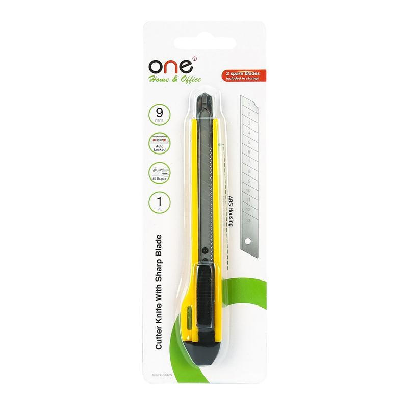 ONE มีดคัตเตอร์ รุ่น SX42N สีเหลือง ขนาด 9 มม.