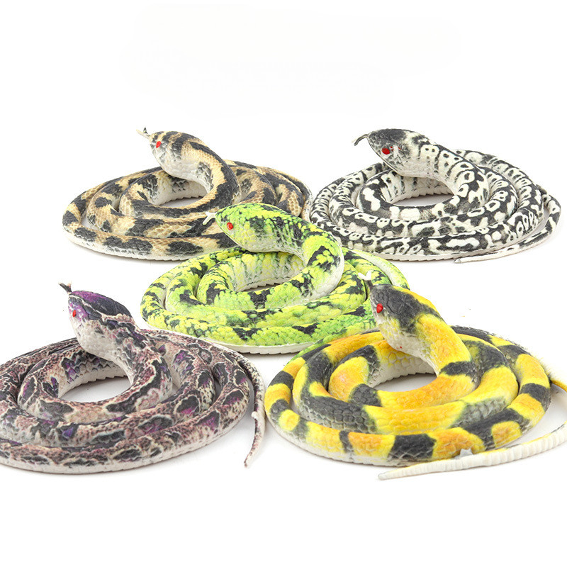 งูยางจำลองหลอกของเล่นสร้างสรรค์สำหรับเด็กยางนิ่มงูปลอม