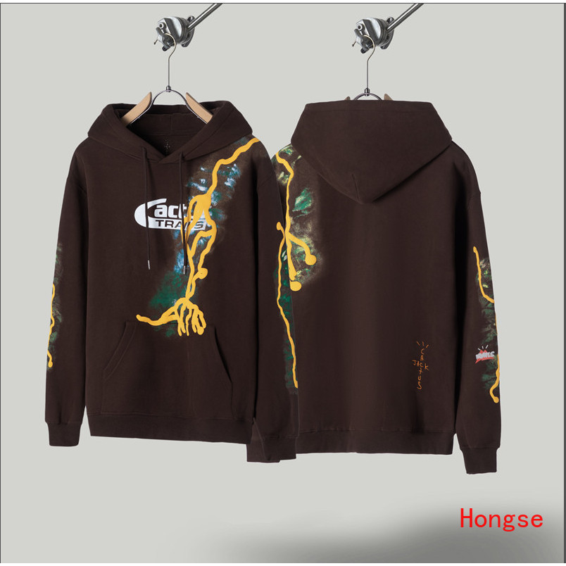 สต็อกพร้อม Travis Scott Cactus Jack Trails Hoodie High Street Side Limited Edition Lightning Foam พิมพ์เสื้อแขนยาว