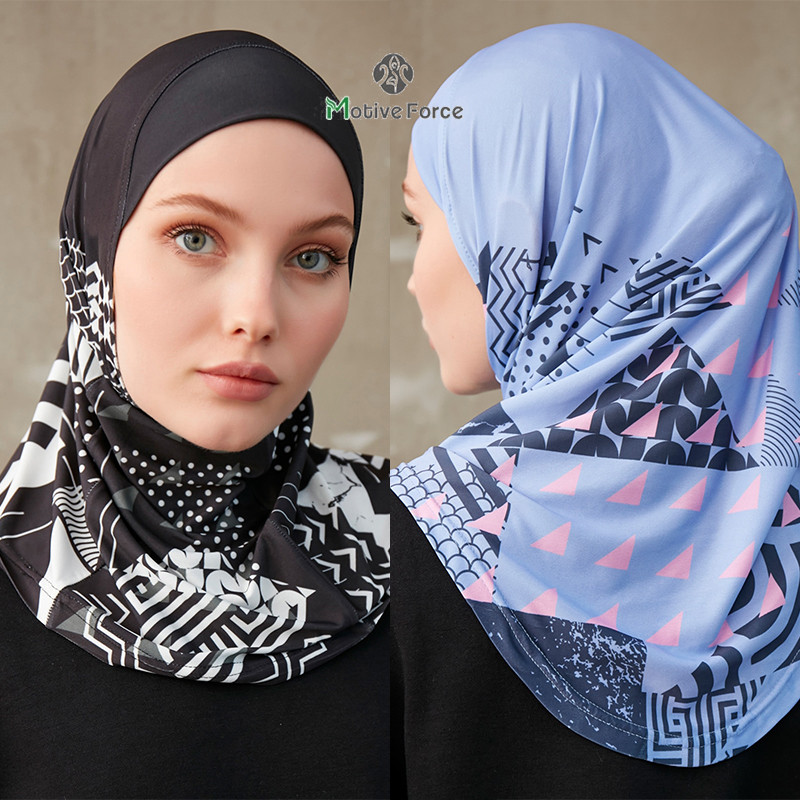 Hijab Sport Instant Hijab Bergo Jersey Sport Volleyball คุณภาพสูงสีทึบ Modal Base Cap