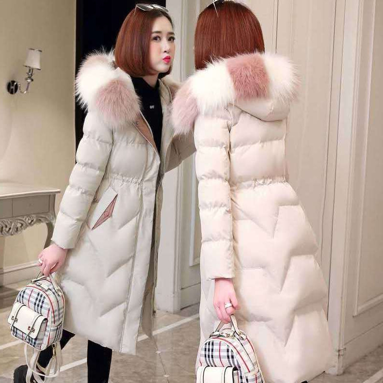 Plus ขนาดใหญ่ Parka Womens ฤดูหนาวปักเป้าแจ็คเก็ตยาว Puffy Fur Collar Outerwear
