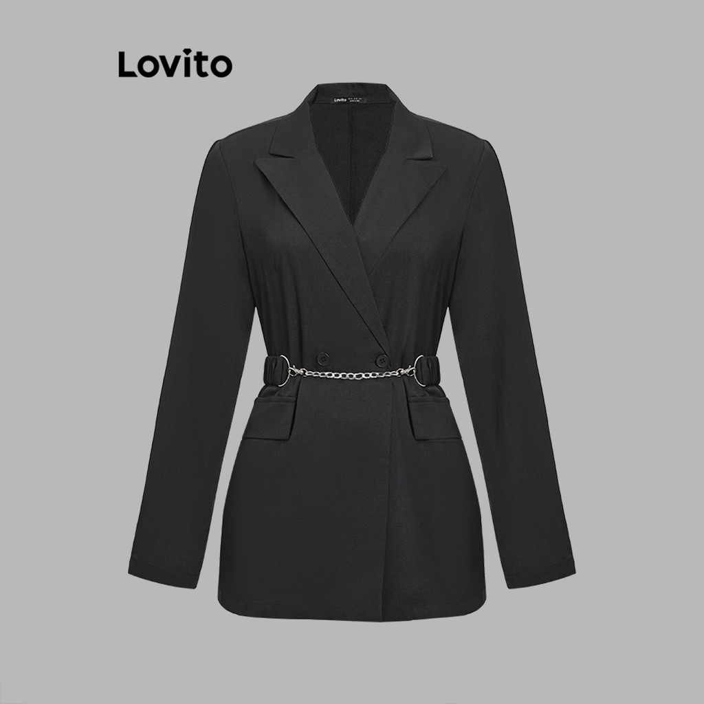 Lovito เสื้อเบลเซอร์ปุ่มคู่สำหรับผู้หญิง L106AD467