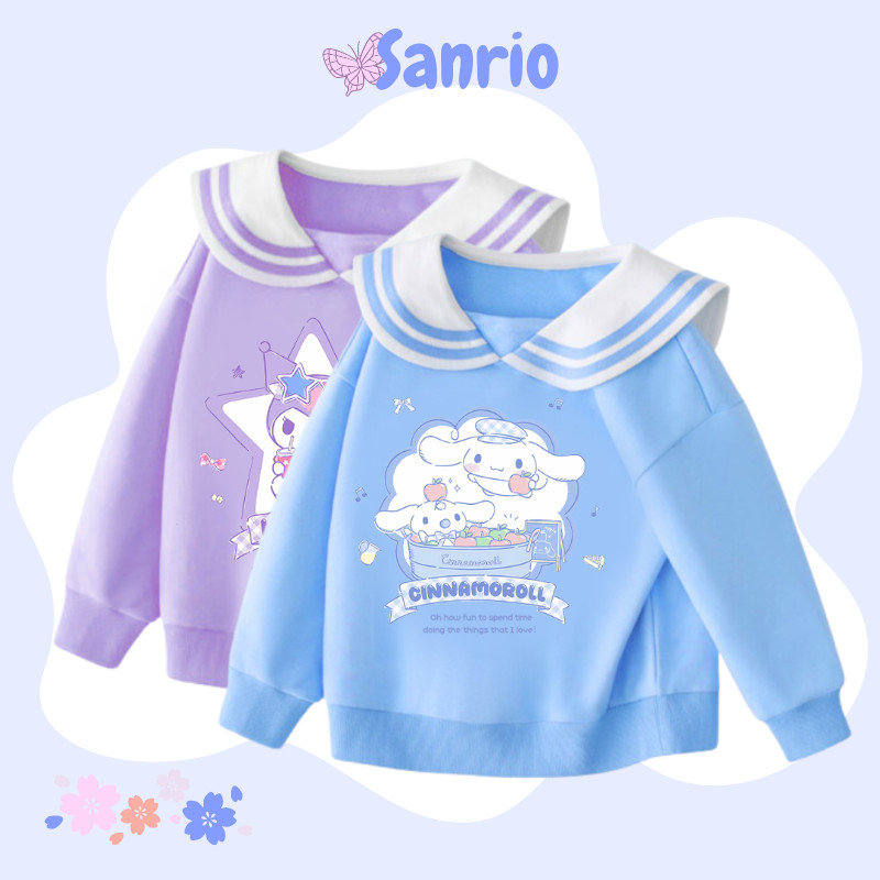 สาวฤดูใบไม้ร่วงใหม่เสื้อกองทัพเรือปก ซินนามอนโรล สวยการ์ตูนพิมพ์ผ้าฝ้ายสบายเสื้อกันหนาวเด็ก
