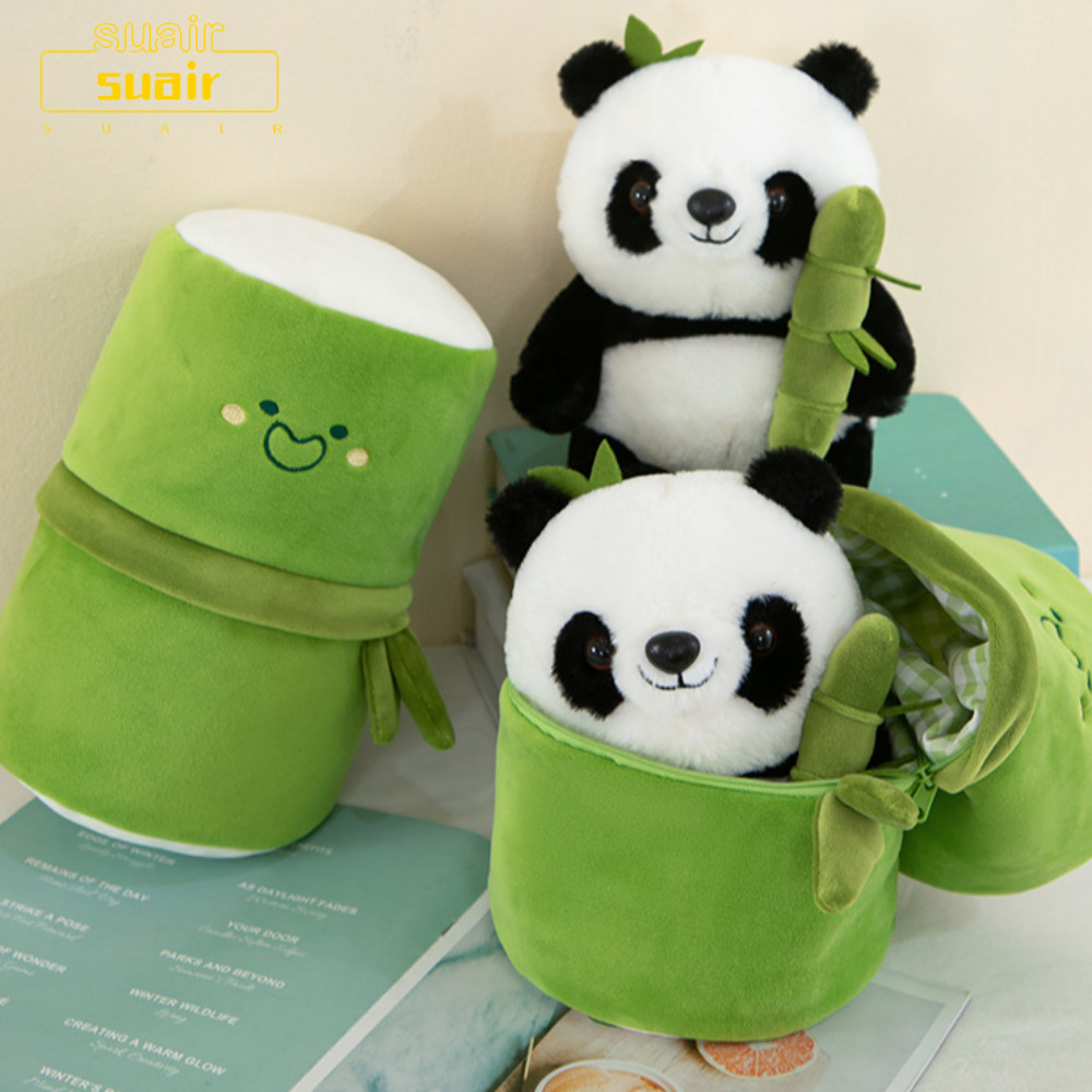 ซูร์แพนด้าในหลอดไม้ไผ่ตุ๊กตา,25เซนติเมตรสร้างสรรค์ยัดไส้หมีแพนด้าหมอน,ของขวัญวันเกิดตุ๊กตานุ่มสุดน่ารักตุ๊กตาสัตว์ของเล่น