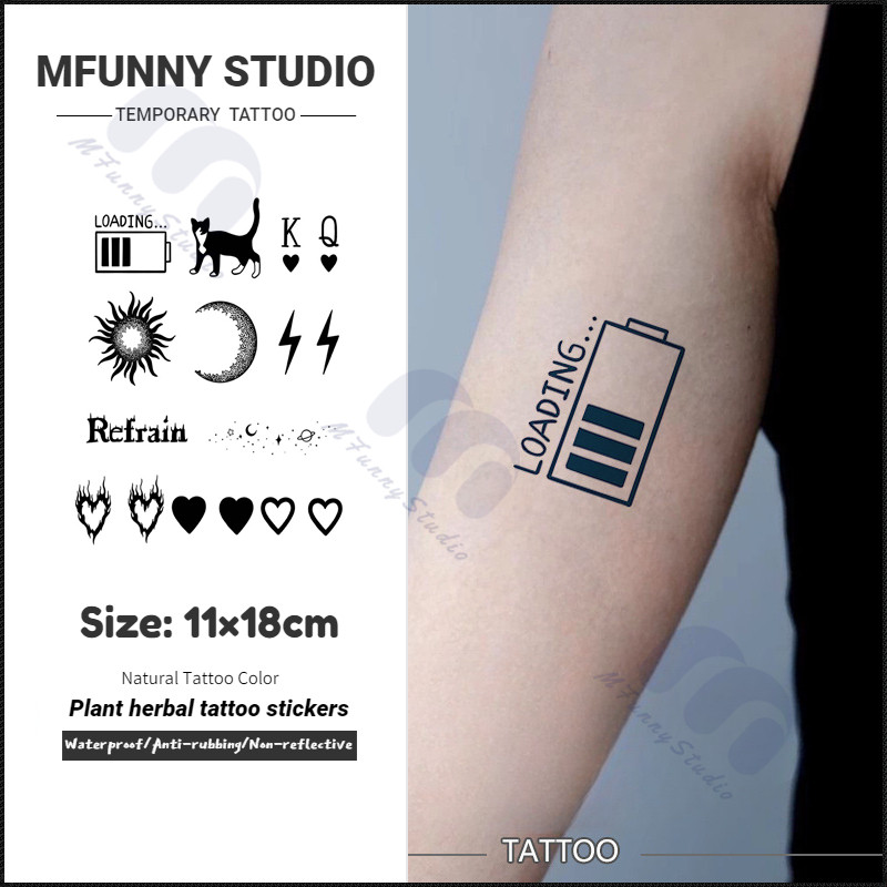 MF Magic TattooTemporary Tattoo ข้อมือแขนต้นขาขาการ์ตูนแบตเตอรี่ Tattoo กันน้ําเหงื่อ 15 วัน