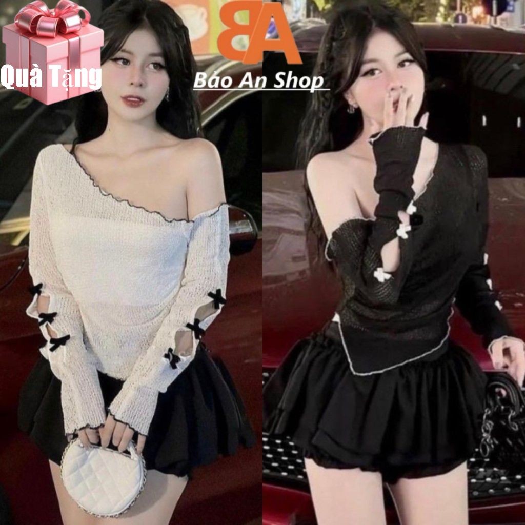 ชุดเสื้อตาข่ายโบว์2ด้านมีฝาแหลม(มีท่อด้านบน)และกระโปรงเอวยางยืด2ชั้น