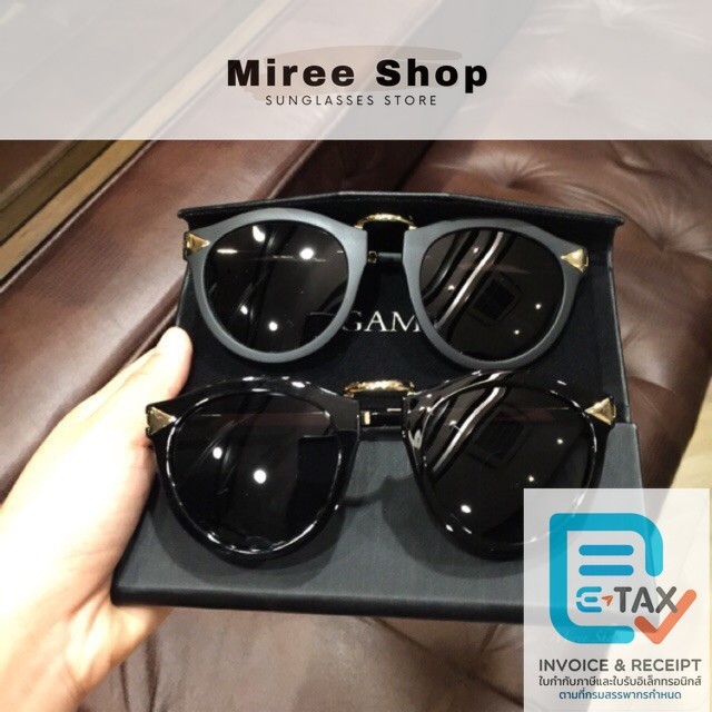แว่นกันแดด GAMT harvest สีดำกรอบดำ ขาสีทอง (GM-HV) Mireeshop ขนาด 62 มม. มาพร้อมผ้าเช็ดGAMT