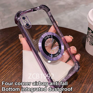 กันกระแทกเคสสําหรับ Iphone X XS XR XS MAX เคสโทรศัพท์ TPU แว่นขยายแม่เหล็กล่าสุดโปร่งใส premium Soft Case