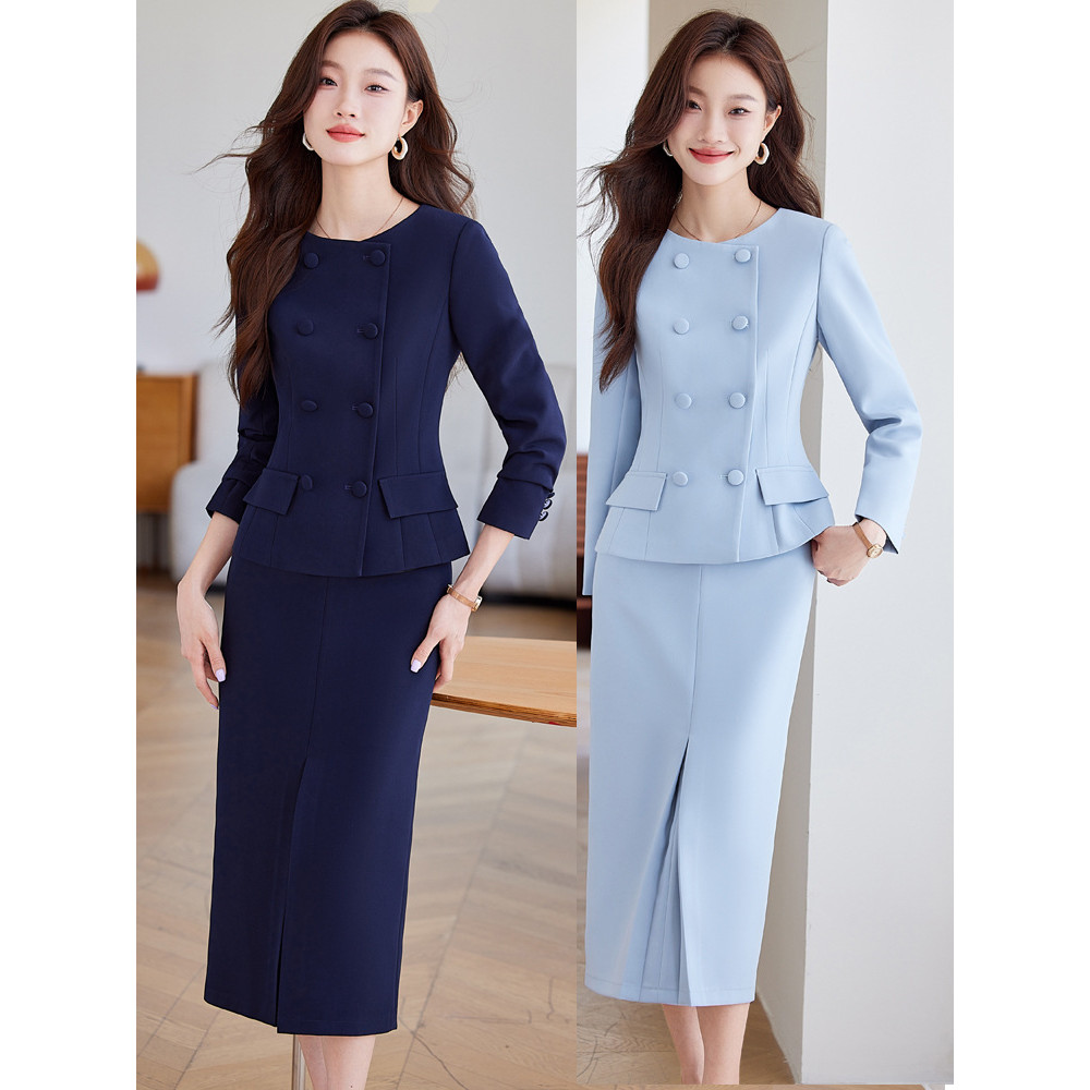 High-end Feeling Blue Suit Skirt Female Temperament Celebrity High-End Professional Host สําหรับ